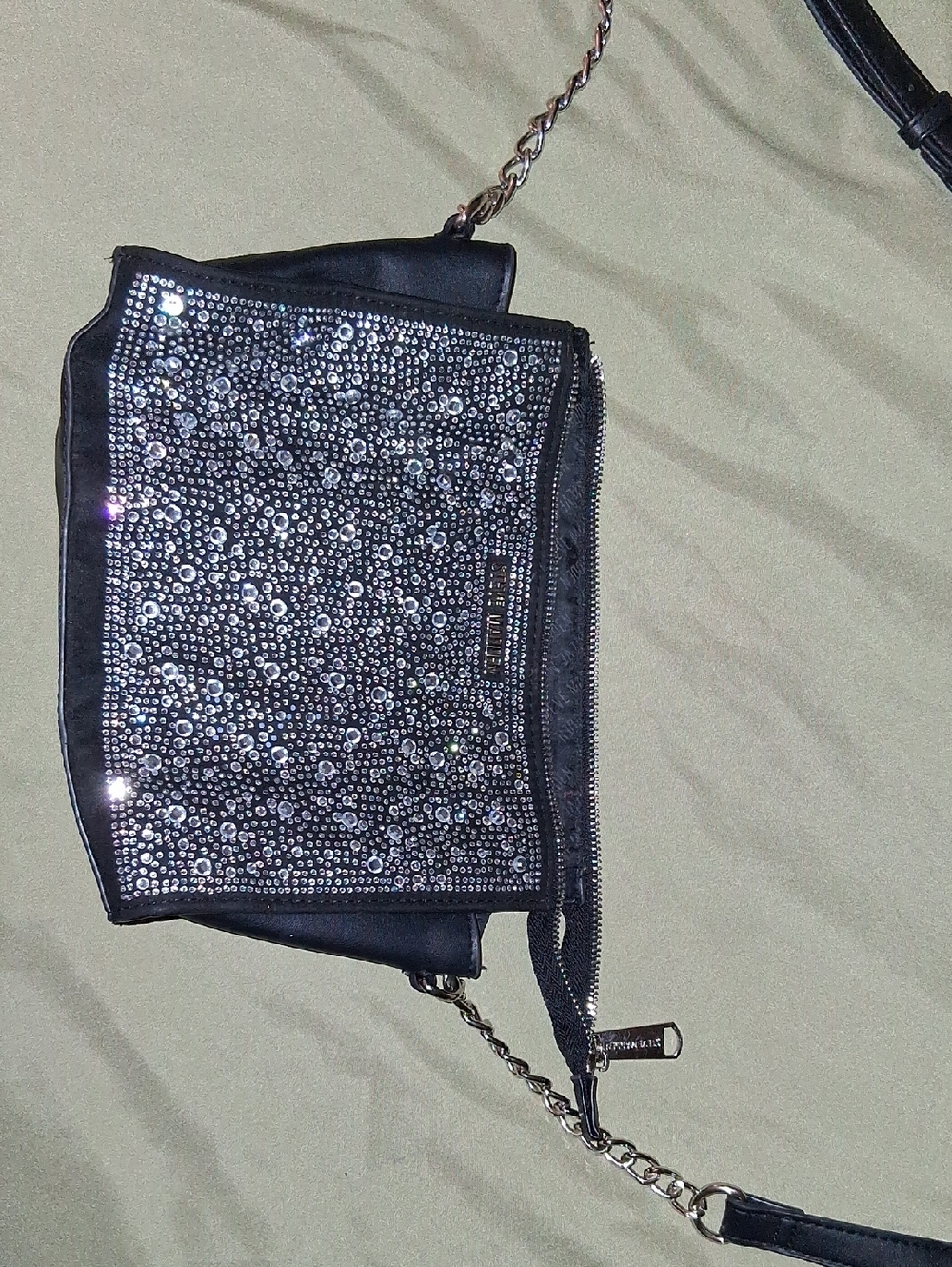 Steve Madden Black Crossbody Bag with Silver Sequins
